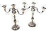 A Pair of American Silver Three-Light Candelabra, Gorham Mfg. Co., Providence, RI, each having scrolled arms raised on balust