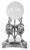 An English Regency Style Silver-Plate Crystal Ball-on-Stand Height 10 1/2 inches.