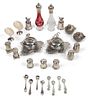 A Collection of Sterling and Silver Plate Salt and Peppers, , comprising four sterling Cartier shakers, two sterling Neiman M