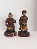 Two Chinese Parcel-Gilt and Polychrome-Decorated Carved Wooden Figures Height of tallest 9 inches.