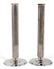 A Pair of Danish Silver Candlesticks, Georg Jensen Silversmithy, Copenhagen, Early to Mid 20th Century, each of columnar form