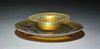 Two piece Steuben gold Aurene footed center dish & plateau