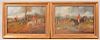 Two Henry Thomas Alken Fox Hunt Scene Oil Paintings.