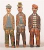 3 Folk Art Hobo Figures Attributed to the Jailhouse Carvers.