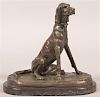 A. Cain Vintage Bronze Sculpture of a Seated Hound.