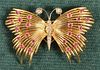 18K Gold Butterfly Pin Set with Diamonds and Rubies.