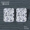 4.02 carat diamond pair, Radiant cut Diamonds GIA Graded 1) 2.01 ct, Color I, VS1 2) 2.01 ct, Color I, VS2. Appraised Value: $85,400 