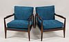 Midcentury Style Pair Of Mahogany Arm Chairs.