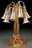 TIFFANY STUDIOS ETCHED GILT BRONZE LILY LAMP