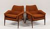Midcentury Pair Of Upholstered Arm Chairs
