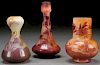THREE GALLE FRENCH CAMEO ART GLASS CABINET VASES