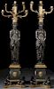 A PAIR OF LARGE FRENCH EMPIRE GILT AND PATINATED