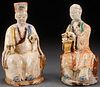 A PAIR OF CHINESE GLAZED TERRACOTTA TOMB FIGURES