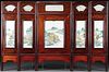 A CHINESE FAMILLE VERTE FIVE PANEL TABLE SCREEN