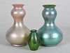 Three Glass Vases, Att. to Loetz
