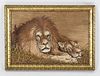 A Japanese Needlework Picture, Lions