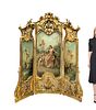 19TH C. FRENCH GILTWOOD AND PAINTED THREE-PANEL SCREEN