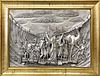 A Large Persian Judaica Framed Silver Engraving Board