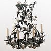Louis XV Style Painted and Porcelain Six-Light Chandelier