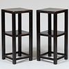 Pair of Tall Chinese Black Lacquer Side Tables