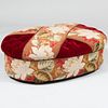 Needlework and Tufted Mohair Oval Ottoman