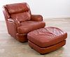 Leather Upholstered Lounge Chair & Ottoman