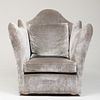 Contemporary Grey Silk Velvet Upholstered Chair, Designed by Nicky Haslam