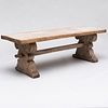 Large Continental Baroque Style Oak Trestle Table