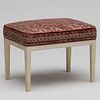 White Painted Stool with Fortuny Fabric, in the manner of Samuel Marx 