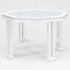Chinese Chippendale Style White Painted and Glass Octagonal Table
