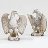 Pair of White Painted Composition Model of Eagles