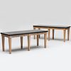 Pair of Ceruse Oak and Fossilized Marble Topped Tables, designed by Steven Gambrel