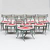 Set of Eight Painted Aluminum and Upholstered Klismos Chairs