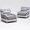 Pair of Custom Upholstered Club Chairs, designed by Steven Gambrel