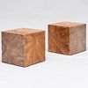 Pair of Cube Burlwood Side Tables