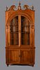 Federal Inlaid Cherry Two-Part Corner Cupboard