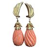 Antique 18K Yellow Gold Coral Earrings