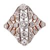 18k Gold & Platinum Art Deco Ring with Diamonds
