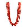 Multi-strand Coral Necklace with Diamonds & 18k Gold clasp