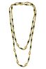 Enameled Long Necklace Sautoir In 18Kt Gold With 1.20 Ctw Diamonds