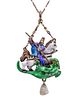 Austrian Hungarian Enameled St George & The Dragon In .935 Sterling Silver