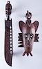 African Ironwood Carved Ceremonial Knife & Mask
