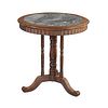 Chinese Hardwood Round Table w/ Marble Insert