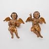 Pair of 19th c. Carved Gessoed Wooden Angels