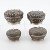 4 SE Asian Silver Betel Nut Dishes