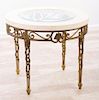Travertine and Glass Top Round Table