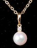 Mikimoto Akoya Cultured Pearl and Diamond Pendant