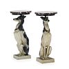 PATINATED METAL WHIPPET FORM PEDESTALS
