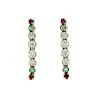 14k Gold Diamond Ruby Emerald Long Earrings