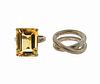 Tiffany &amp; Co Sterling Citrine Sparklers Band Ring Lot of 2